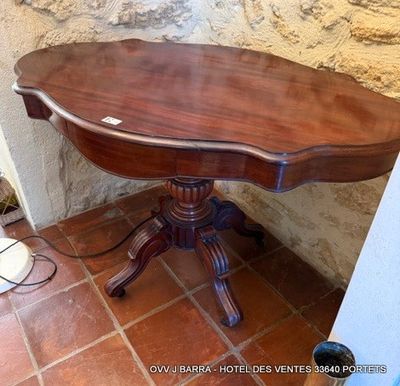 Table violon piètement tripode époque NIII en acajou - Dim.