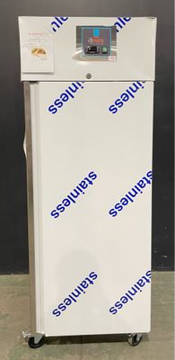an image of a white refrigerator with blue writing on it