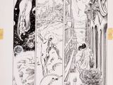 un dessin en noir et blanc tiré d'une bande dessinée représentant une femme en robe