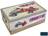 a cardboard box with a model of a racing car