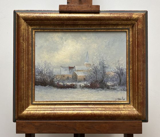 Jean Claude RESCHE (XXème) : « Calme hivernal ». Huile sur toile ...