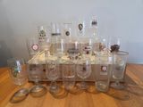 a wooden box with a bunch of wine glasses on top of it