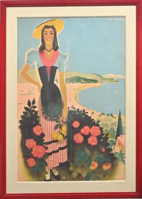 Nice, reine des fleurs, Affiche encadrée (restauration), à v…