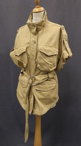 BERSHKA – Veste saharienne beige en coton. Taille 42 à vue. Bon é...