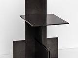 an image of a black side table with a drawer underneath it