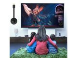 they are sitting on the grass watching a cartoon movie on the tv