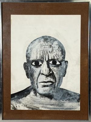 une image représentant un tableau représentant le visage d'un homme dans un cadre