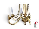 an image of a golden chandelier with three candles on it