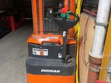 un chariot élévateur garé dans un garage