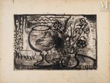 an image of a drawing of a vase with flowers in it