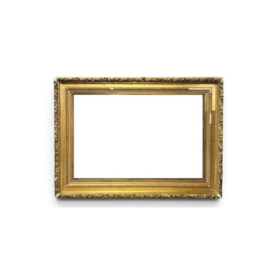 a gold picture frame on a white background with a white background