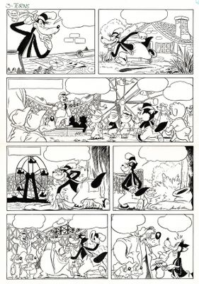 une page en noir et blanc d'une bande dessinée mettant en scène des personnages de BD