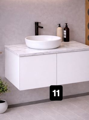 Ensemble meuble de salle de bain 100 cm OSKAB – Blanc avec v…