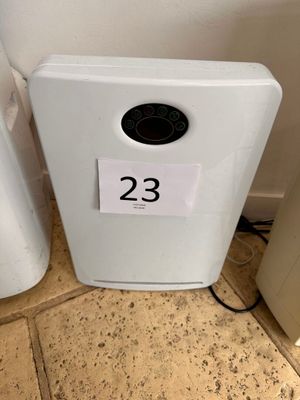 a picture of a white air purifier with the number 23 on it