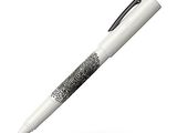 the pen is white and has a fingerprint design on it