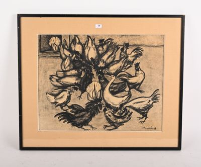 une image représentant un dessin en noir et blanc de fleurs dans un vase