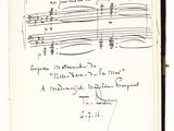 an open book with a handwritten page of music notes on it