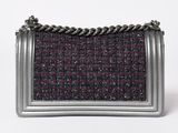 chanel metallic tweed mini flap bag