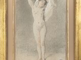 an image of a drawing of a nude woman in a gold frame