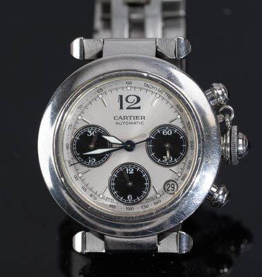 CARTIER, montre bracelet Pasha Chronomètre acier, dans sa bo…