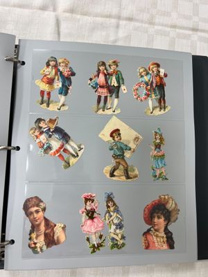 1 Classeur gris avec des chromos découpis, divers thèmes, TB