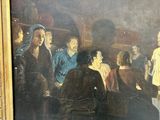 a painting of a group of people sitting around a table
