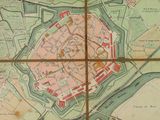an old map of a city with a lot of buildings on it