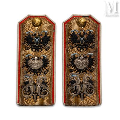 pair of german military shoulder boards with eagle and eagle emblem