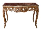 image d'une table en bois avec un plateau en marbre sur fond blanc