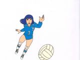 dessin humoristique représentant une joueuse de volley-ball sur le point de frapper le ballon