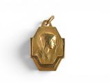 un cadenas en or sur lequel est gravé le portrait d'une femme