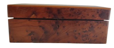 a wooden box with a lid on a white background
