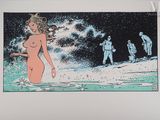 une photo d'une femme nue marchant dans l'eau