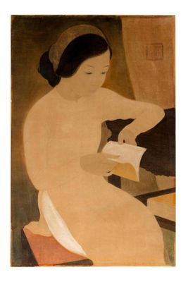 une image d'une peinture représentant une femme lisant un livre