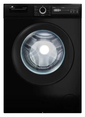 une machine à laver noire sur fond blanc