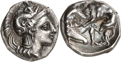 a silver coin with an image of a man and a woman on it