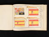 an open book with a picture of the flags of spain