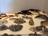 a table with a lot of hair accessories on it