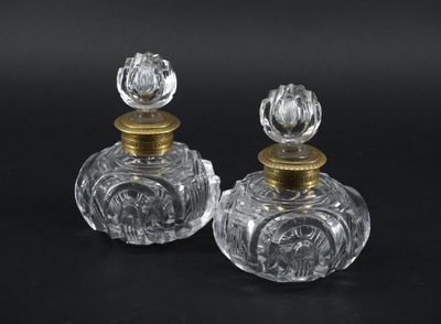pair of antique cut glass perfume bottles