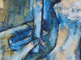an image of a painting of a woman in a blue dress