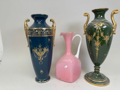 three vases sitting next to each other on a table