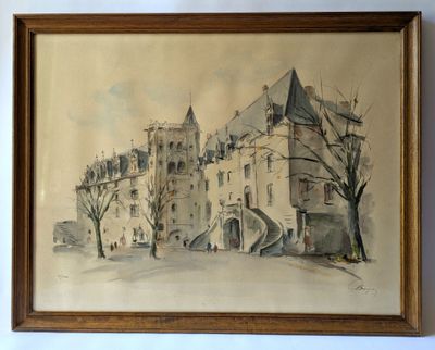 an image of a painting of a castle on a wall