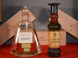 a bottle of ginepi next to a glass bottle of ginepi