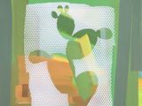 une peinture représentant un personnage de dessin animé sur un écran de télévision