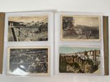three old postcards of a bridge and a train on a track