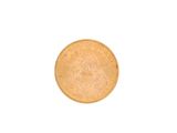 a close up of a gold coin on a white background