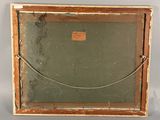 an old picture of a wooden frame with a rope hanging from it