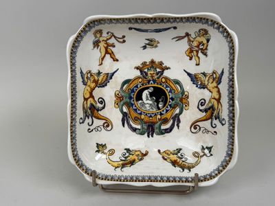a plate with a picture of a man and a woman on it