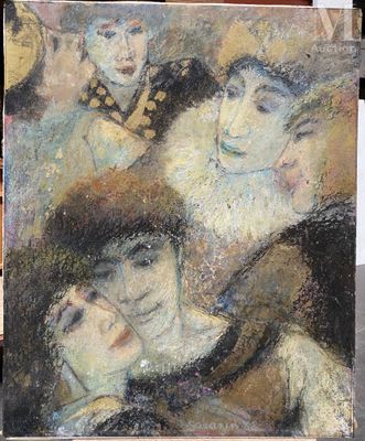 un tableau représentant un groupe de personnes sur une table