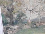 a picture of a painting of a tree in a field